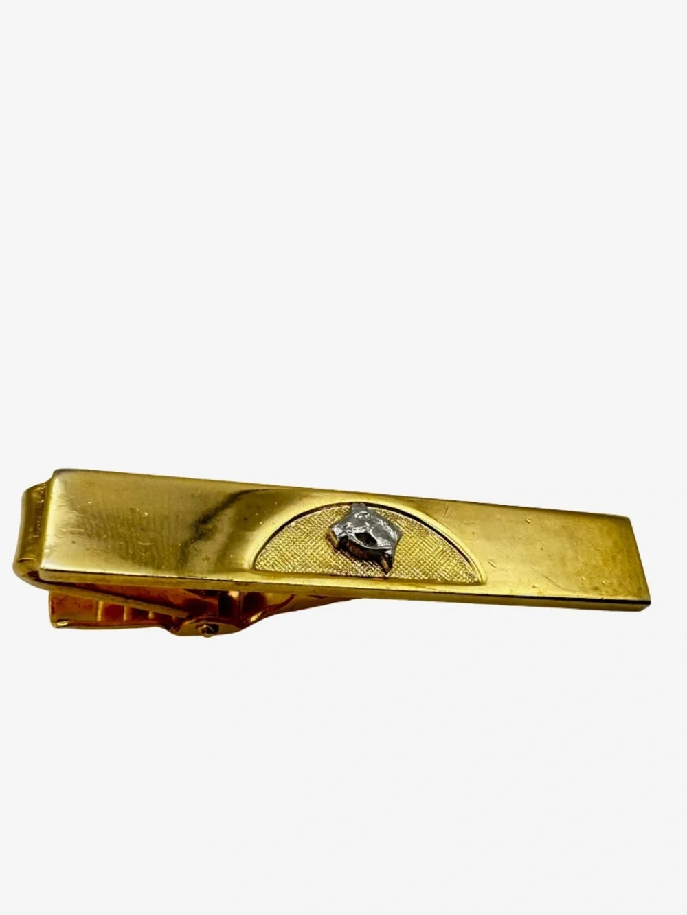 Vintage Horse Head Cufflinks Tie Clip Set Gold Silver Tone Equestrian Triangle